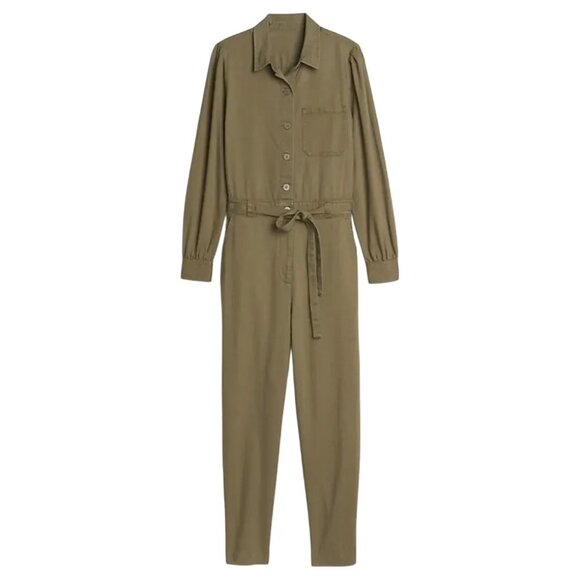 GAP Puff Sleeve Utility Jumpsuit Coverall in Sage Green SZ 12 - Picture 1 of 13